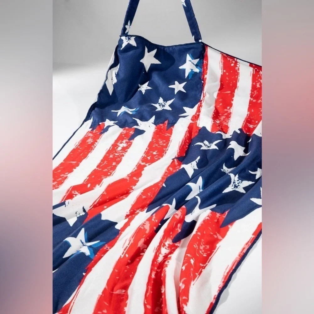 2 In 1 USA American Flag Motif Bag and Beach Towel